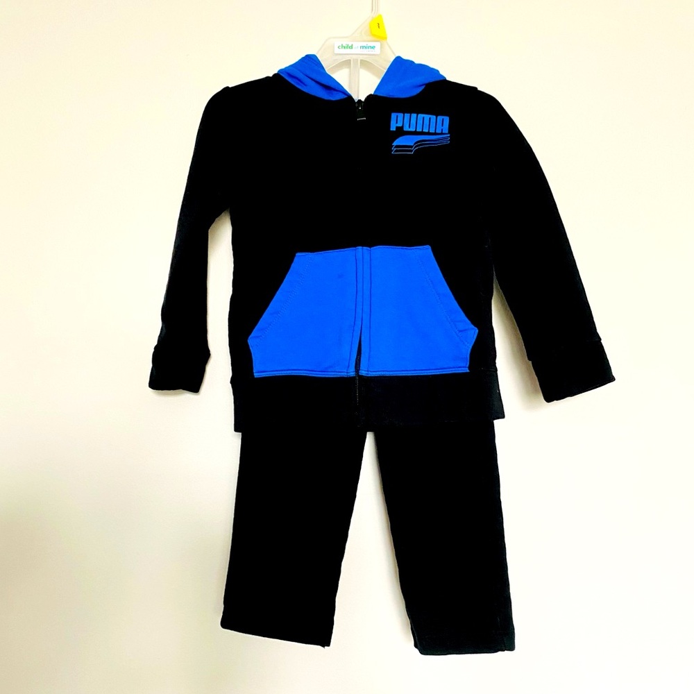 Puma kids 2 piece pant and zip up hoodie set.
